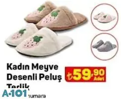 JUNO KADIN MEYVE DESENLİ PELUŞ TERLİK